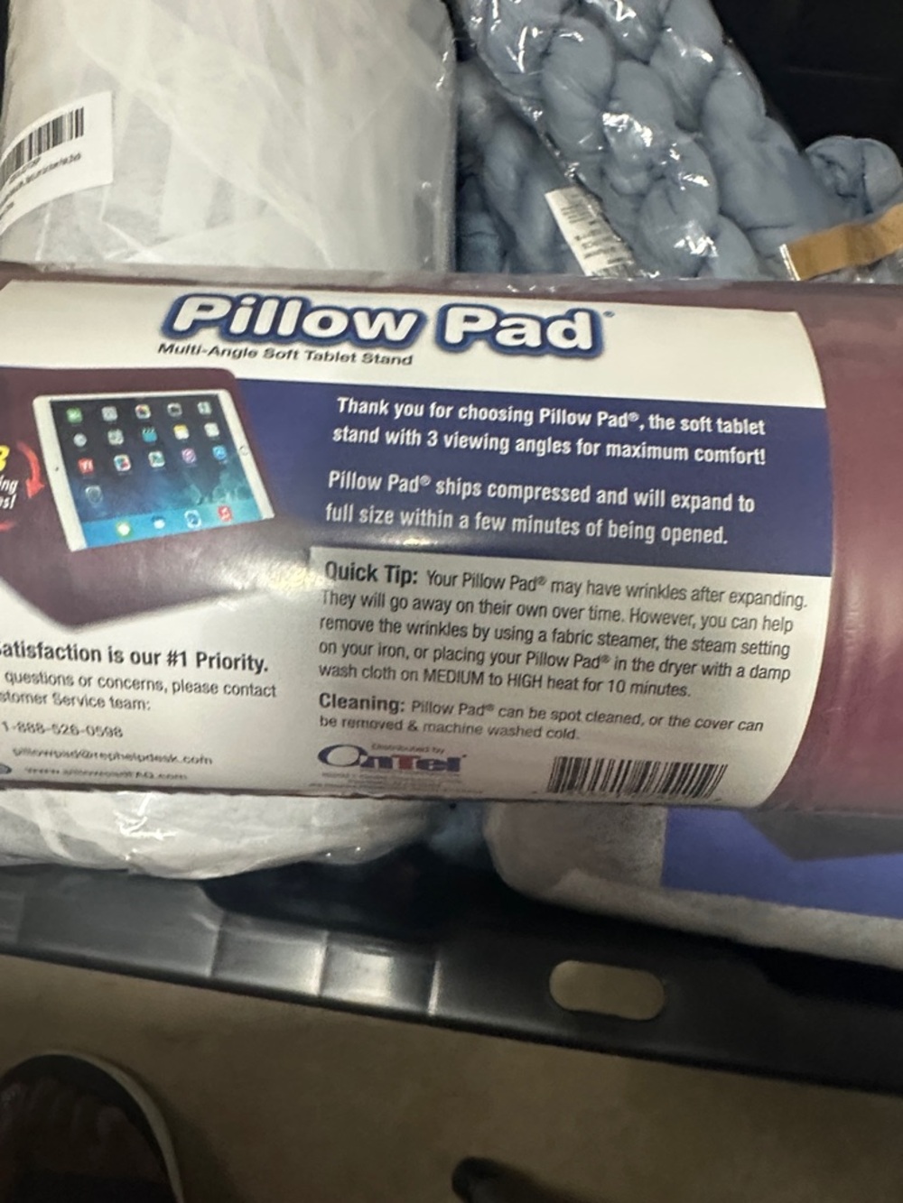 Ontel Pillow Pad Ultra Multi-Angle Soft Tablet Stand, Dark Red